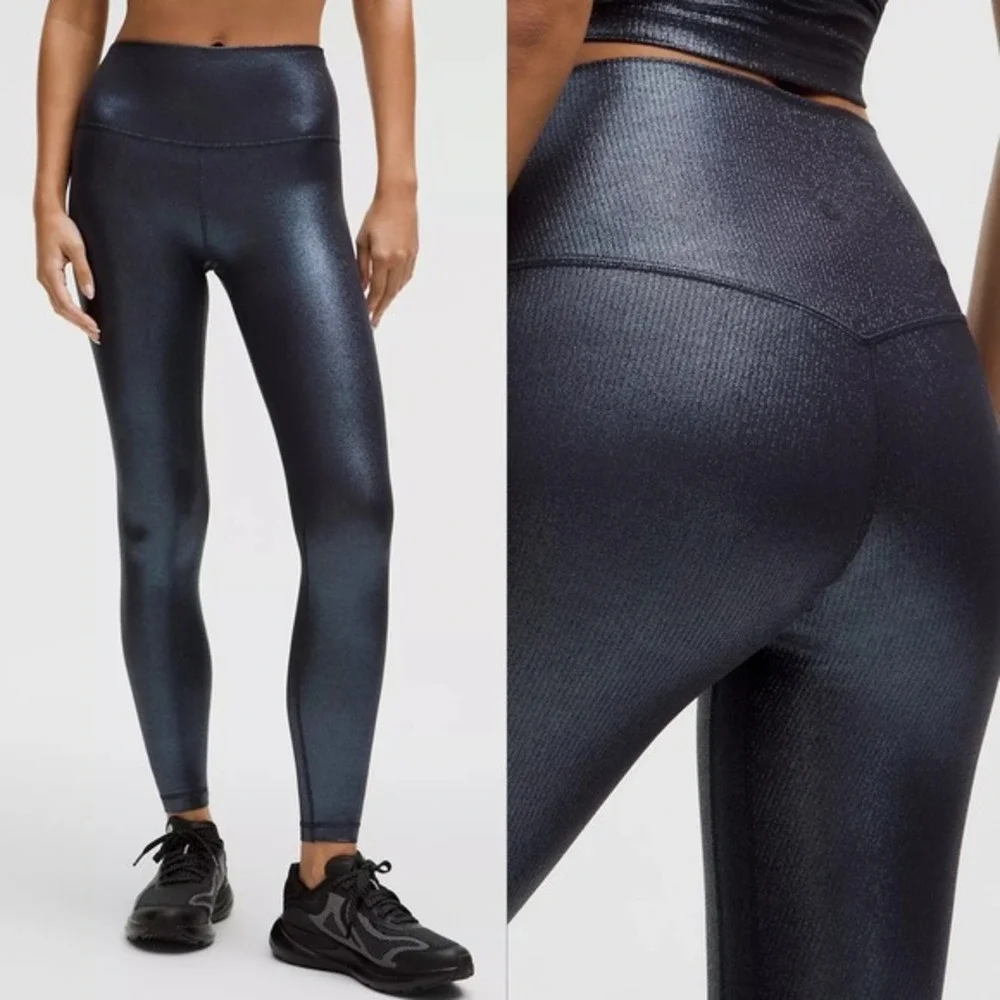 Lululemon High-Rise Shine Leggings Foil Black Night Metallic Leggings Size‎ 4